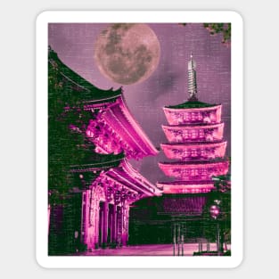 big pink full moon in japan Sticker